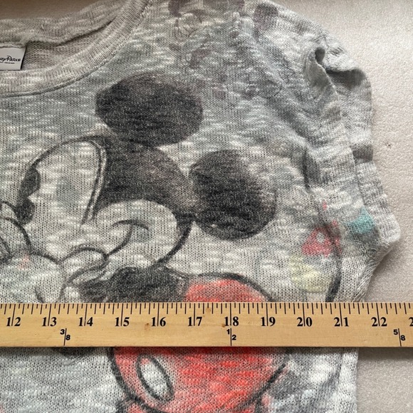Disney Parks Graphic Knit Top Women L Gray Mickey Minnie Mouse Graphic Tunic Top - Picture 6 of 10